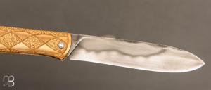   Couteau  " slipjoint " par Thomas LECAS - Laiton et lame en C130