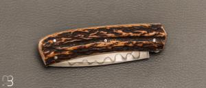  Couteau " Slipjoint " custom par Guy Poggetti - bois de cerf et lame en C130