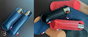   Etui bleu " Belle main " cuir d'agneau pour couteau Opinel N�07 / N�08