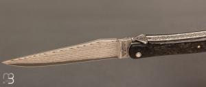   Couteau Laguiole en Aubrac " Pièce unique " - Fibre de carbone et lame damas Japonais