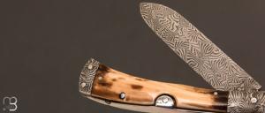  Couteau " Navaja Imperial " par Jesus Granda - Ivoire de mammouth et lame damas