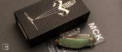 Couteau " Mini Matrix - R " Bronzed Two-Tone Stonewash Antique Green Ti par Marfione Custom Knives