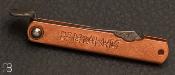 Mini couteau Higonokami Irogane - Manche bronze cuivré et lame damas