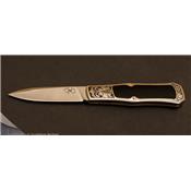 Black jade Coke Bottle lock-back folding knife by Steve Hoel