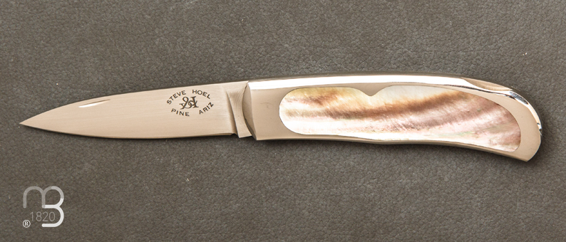 Couteau de poche Wharncliffe en nacre noire par Steve Hoel