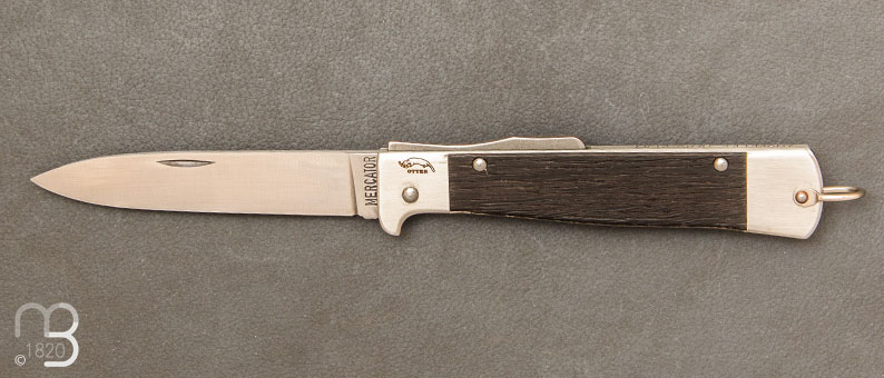 Couteau pliant MERCATOR inox avec insert en chêne fumé ref 10-926RAU