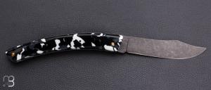   Couteau Le Thiers 13CM par Cognet -  Acétate Camo et 14c28N