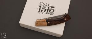   Couteau " 1515 " de poche par Manu Laplace - Bois de fer/Mokume et Damasteel