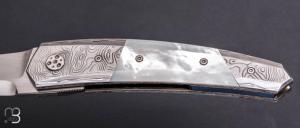   Couteau " Ambiez " par Stephano Compostella - Titane / Nacre et Erasteel APZ10