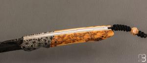    Couteau  "  Balrog L Slim " par Florian Keller - Mammouth et damas plume