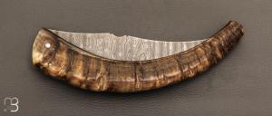  Couteau "Berger XXL" pliant par José Viale - Lame Damas et corne de mouflon