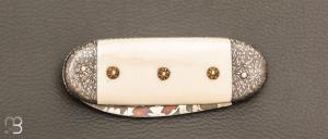   Couteau " Bouledogue" de Jean Pierre Veysseyre - Ivoire de mammouth et lame damas 