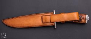     Couteau "Bowie" de Nicolas Mestrallet - Atelier du couteau Vaunaveys - Hêtre echauffé et 80CrV2