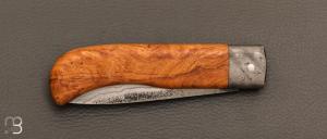  Couteau  "  Le Bugiste " par Frédéric Maschio - Frêne et lame damas japonais