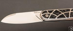 Couteau "Bull'ix" custom de Florent Dall'ava - L'atelier Dall'ava - Onyx argent et lame en RWL34
