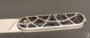 Couteau "Bull'ix" custom de Florent Dall'ava - L'atelier Dall'ava - Onyx argent et lame en RWL34