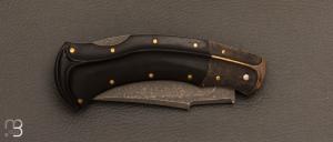  Couteau " Buzzard " pliant custom par Nicolas Weber - Ebène et lame en RWL34