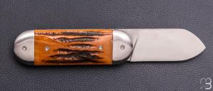   Couteau " Le Cerbère® " pliant par l'Atelier Les 2 Diables - Os cerfé et 14c28N