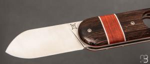 Couteau " Cerbère® Coupe cigare " pliant par l'Atelier Les 2 Diables - Wengué/redheart et 14c28N