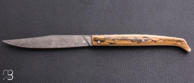  Couteau " Chiloé" pliant de Robin Forissier - Ivoire de mammouth et Damasteel