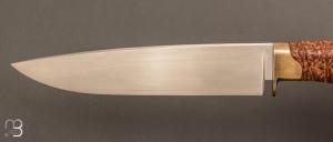 Couteau   "  Custom fixe " en érable ondé stabilisé et 80CrV2 de Camille Sennegon