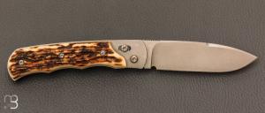 Couteau  "  Explorateur " custom par Éric Parmentier - Bois de cerf et lame en niolox