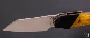    Couteau " Front-flipper custom " par Fabio Pitton - Loupe d'érable stabilisée et lame en M390