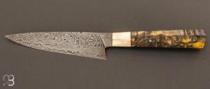  Couteau " Gyutoh " custom par Florian Keller- Loupe d'rable stabilise et damas