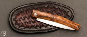   Couteau " Harpo " custom par Anthony Brochier - Loupe de buis et lame en RWL34