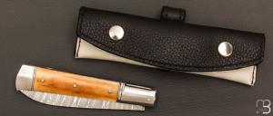    Couteau " Interprétation Issoire" par Erwann Aubriet - Ivoire de mammouth et damas