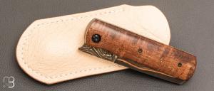    Couteau " Kosto " custom de Michel Grini - Micarta vintage et lame en Tigermaï