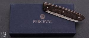   Couteau " L08 " par Atelier Perceval - Loupe de peuplier noire stabilisée et lame damas