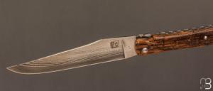 Couteau " Laguiole 12 cm " par Rozelier Fabien- Ty Coutelier - Mammouth et lame Suminagashi