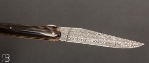    Couteau Laguiole 12 cm par Stéphane Rambaud - Pointe de corne et damas