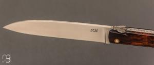    Couteau  "  Laguiole droit 13 cm " fait main par Jérôme Latreille - Ironwood et 14c28N