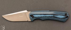   Couteau " Le 05 " par MTBlades Benjamin Thuillier - Paperstone bleu et lame en 14C28