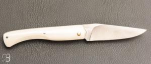   Couteau " Le Boulary " par La Bonne Trempe - Corian blanc et lame en 14c28n
