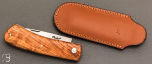   Couteau  " Le Dodu  " à cran plat par Frédéric Maschio - Olivier et acier 80CrV2