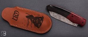  Couteau " Le Shogun " par Lames de l'Ouest - Buffle / Jaspe et Damasteel