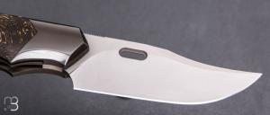    Couteau " Liner lock " custom par Romain Lopez - Fatcarbon light gold et lame en RWL34