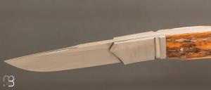   Couteau " Lock-back" custom pliant par Mathis Poujol - Ivoire de mammouth et RWL34