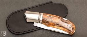   Couteau " Lock-back" custom pliant par Mathis Poujol - Ivoire de mammouth et RWL34