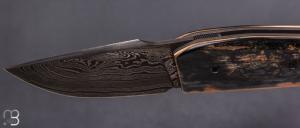   Couteau " Mastard " custom par Christophe Arbogast - Ivoire de mammouth et damas de F.Keller