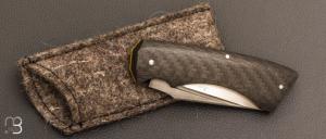   Couteau " Midnight " slipjoint custom par Olivier Ouertal - Fibre de carbone et lame en RWL34