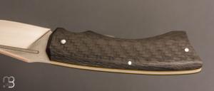   Couteau " Midnight " slipjoint custom par Olivier Ouertal - Fibre de carbone et lame en RWL34