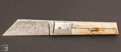  Couteau  "  Montpellier custom  " par Claude Giraud - Damas et os de mammouth