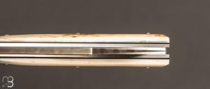  Couteau  "  Montpellier custom  " par Claude Giraud - Damas et os de mammouth
