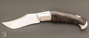    Couteau " Nuevo Western lock-back " de Cyril Kalisz - Loupe d'amboine et RWL34