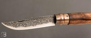  Couteau " OPI N°09 " custom par Anthony Brochier - Damas  Sandwich mosaïque et noyer