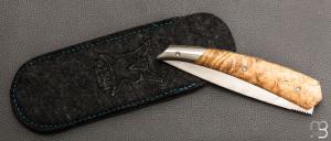   Couteau " ORCA Silver " pliant par l'Atelier Les 2 Diables - Loupe d'acacia et 14c28n